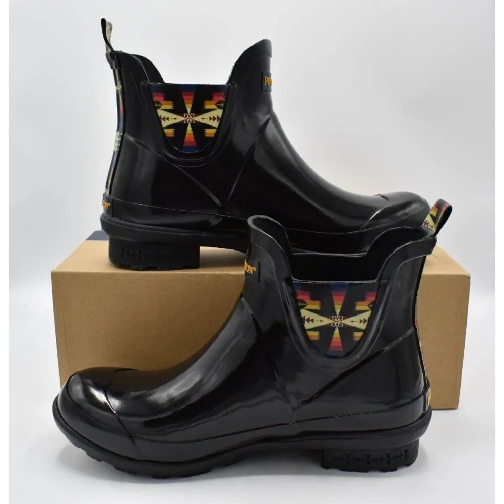 Pendleton Tucson Rain Boots Women Size 7 Black New Waterproof Chelsea Ankle Boot